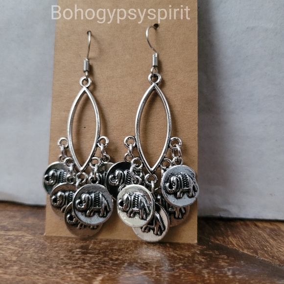 Boho Elephant Tassel Dangle Earrings - Picture 15 of 17